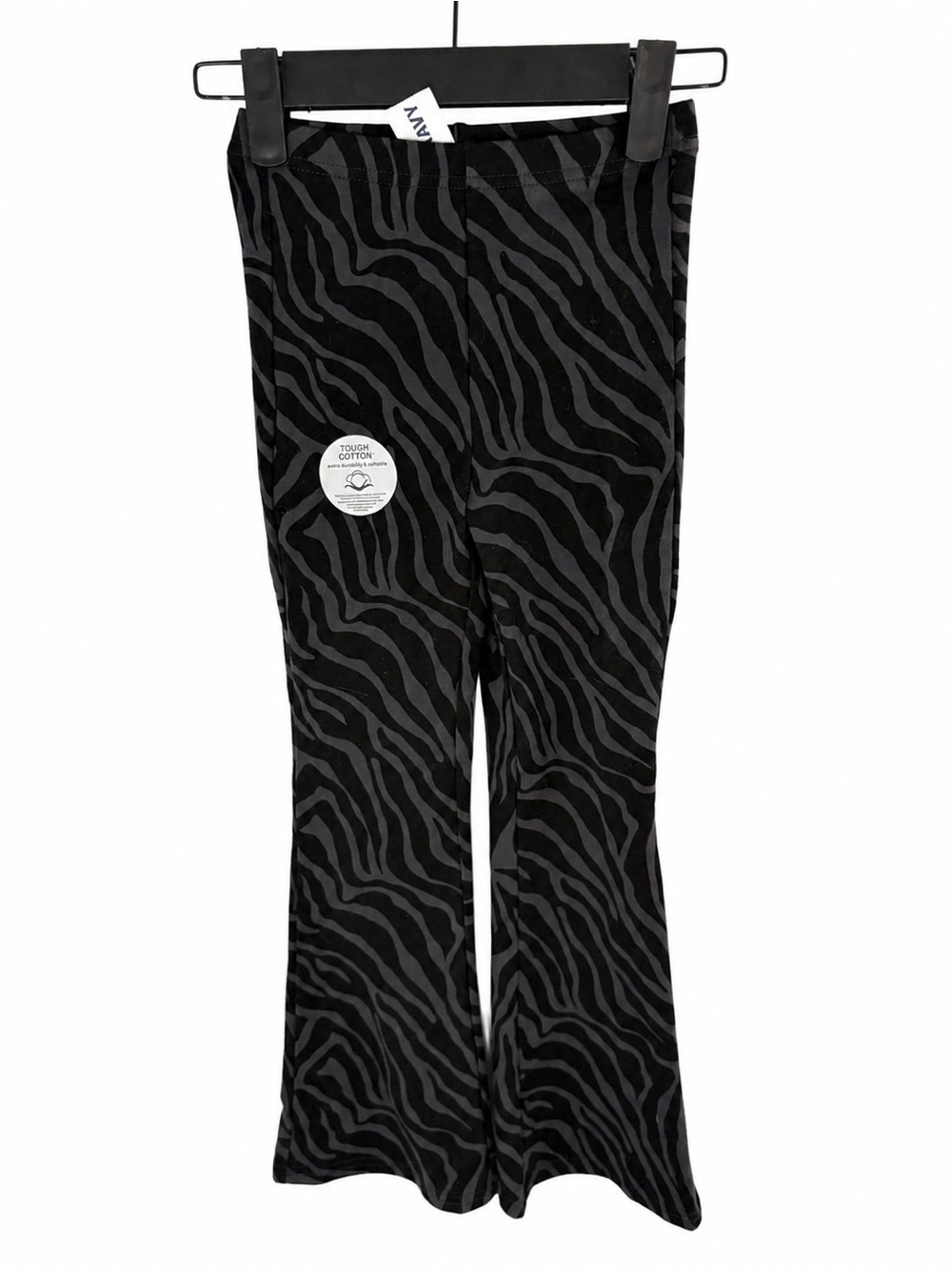 OLD NAVY NWT Zebra Print Flare Leggings Girls Black Gray Stretch Pants Sz S 6-7